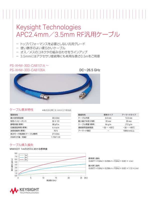 APC2.4mm／3.5mm RF汎用ケーブル | Keysight